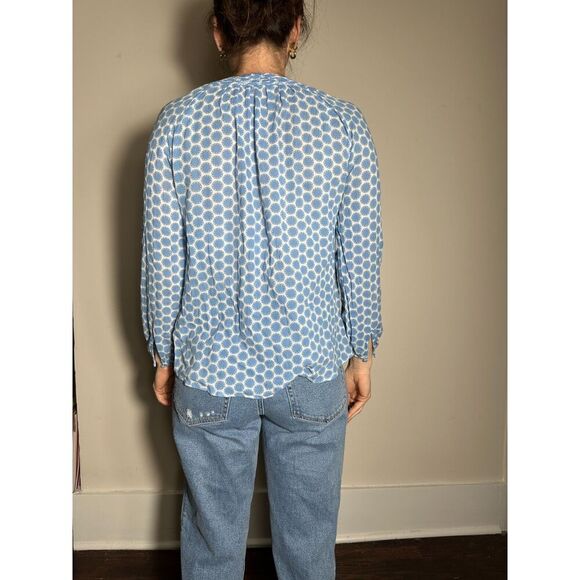 Boden 100% Cotton Blue White 3/4 Sleeve Top Size 10 - Picture 3 of 5